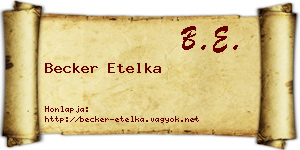 Becker Etelka névjegykártya